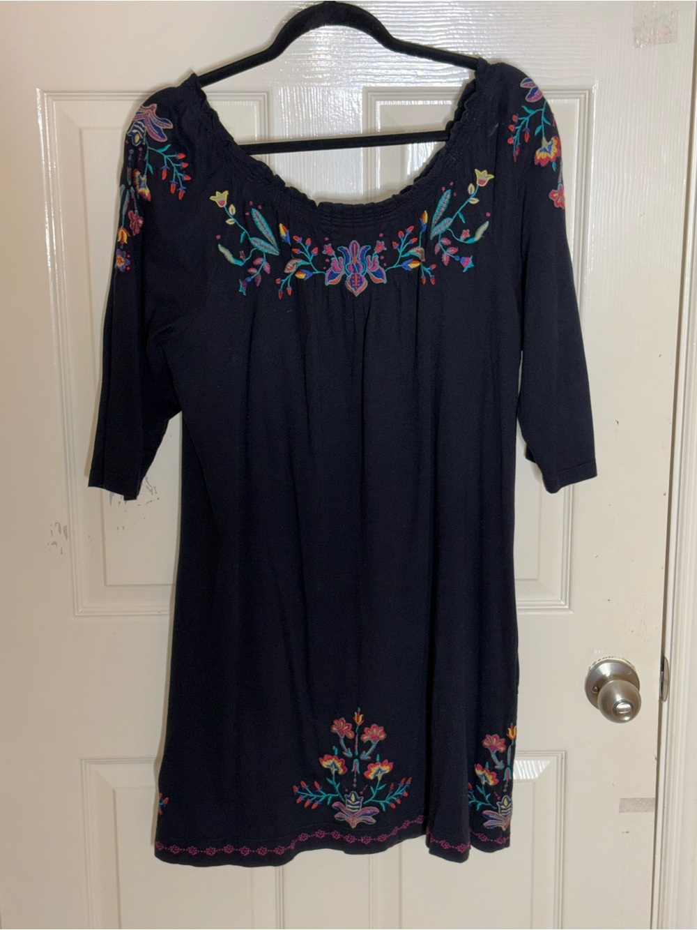 Johnny Was JWLA Black Embroidered Dress Long Sleeve Womens Large - Picture 4 of 7